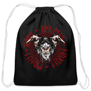 Odin Ravens Two Ravens Viking Norse Mythology - Cotton Drawstring Bag - black - Front