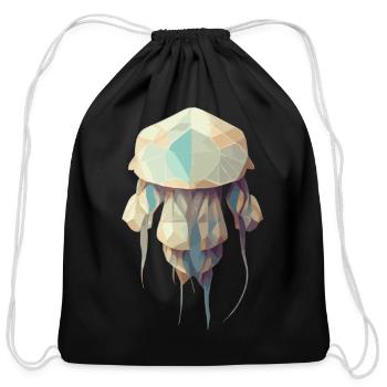 Polygon Jellyfish Cute Low Poly - Cotton Drawstring Bag - black - Front
