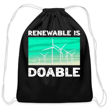 Renewable Is Doable Renewable Energy Big Fan - Cotton Drawstring Bag - black - Front