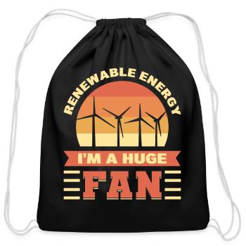Renewable Energy I'm A Huge Fan Pro-Climate Big - Cotton Drawstring Bag - black - Front