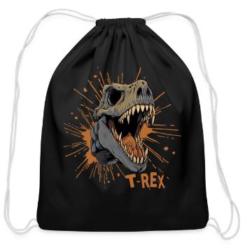 Prehistoric T-Rex Tyrannosaurus Rex Head Dinosaur - Cotton Drawstring Bag - black - Front