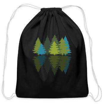 Forest Pine Trees - Cotton Drawstring Bag - black - Front