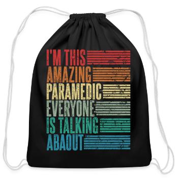 Vintage Paramedic Profession Gift Retro - Cotton Drawstring Bag - black - Front
