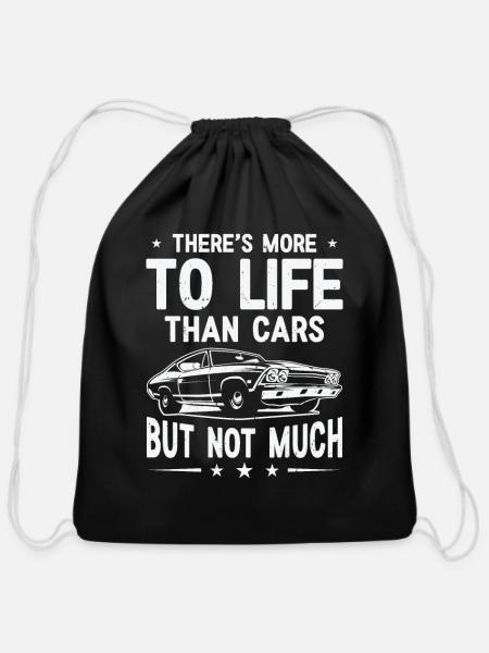 Muscle Car Enthusiast Car Guy Classic Cars Lover - Cotton Drawstring Bag - black
