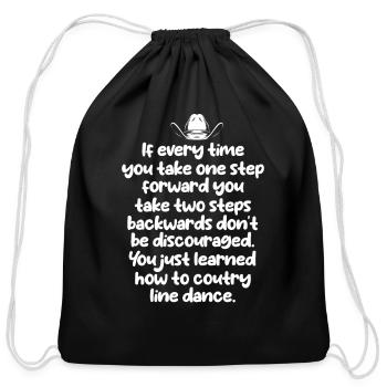 Every Time You Take One Step, Line Dance - Cotton Drawstring Bag - black - Front