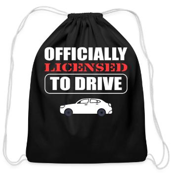 Officially Licensed To Drive New Driver License - Cotton Drawstring Bag - black - Front