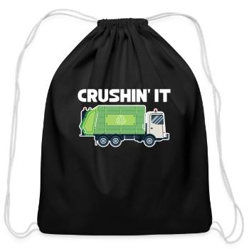 Crushin It, Garbage Truck - Cotton Drawstring Bag - black - Front