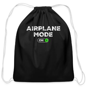 Airplane Mode On Travel Pilot Funny Gift - Cotton Drawstring Bag - black - Front