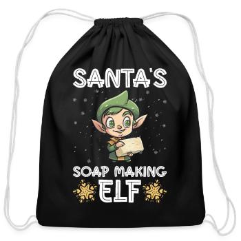 Santa's Soap Making Elf - Soap Making Soap Maker - Cotton Drawstring Bag - black - Front