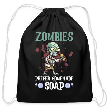 Zombies Prefer Homemade Soap - Soap Making Soap - Cotton Drawstring Bag - black - Front