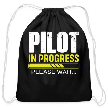 Pilot In Progress Funny Future Pilot - Cotton Drawstring Bag - black - Front