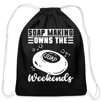 Soap Making Owns The Weekends - Soap Making Soap - Cotton Drawstring Bag - black - Front