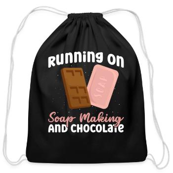 Running On Soap Making And Chocolate - Soap Making - Cotton Drawstring Bag - black - Front