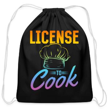 License To Cook Chef's Hat Licensed Chef Kitchen's - Cotton Drawstring Bag - black - Front