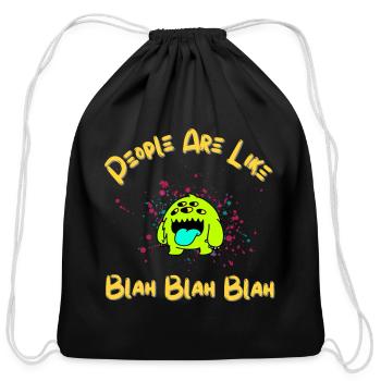 Funny Green Alien With A Playful Quip - Cotton Drawstring Bag - black - Front