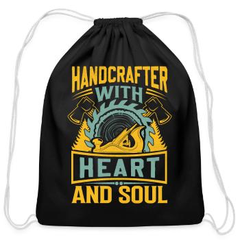 Handyman Handcrafter - With Heart And Soul Saying - Cotton Drawstring Bag - black - Front