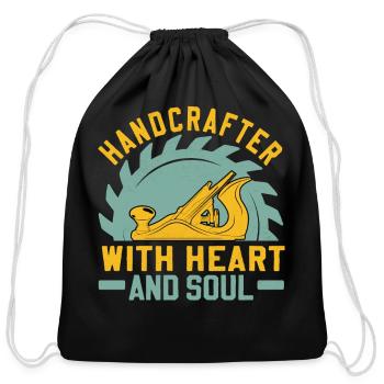 Handyman Handcrafter - With Heart And Soul Saying - Cotton Drawstring Bag - black - Front