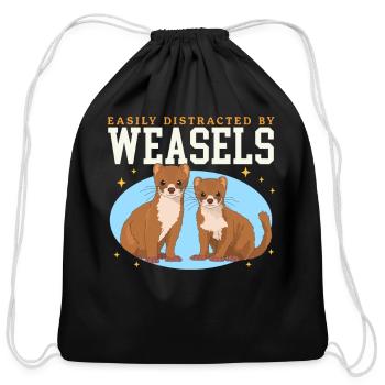Least Weasel By Weasels - Cotton Drawstring Bag - black - Front