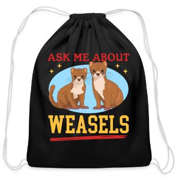 Least Weasel Ask About Weasels - Cotton Drawstring Bag - black - Front