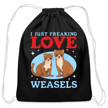 Least Weasel Love Weasels - Cotton Drawstring Bag - black - Front