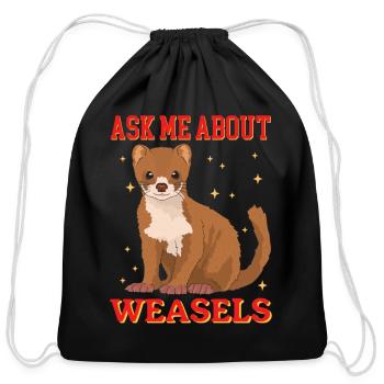 Least Weasel Ask About Weasels - Cotton Drawstring Bag - black - Front