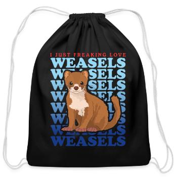 Least Weasel Love Weasels - Cotton Drawstring Bag - black - Front