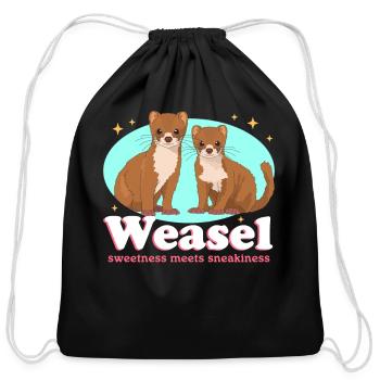 Least Weasels Sweetness Weasel - Cotton Drawstring Bag - black - Front
