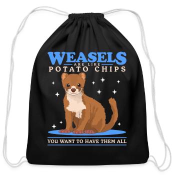 Weasels Are Like Least Weasel - Cotton Drawstring Bag - black - Front
