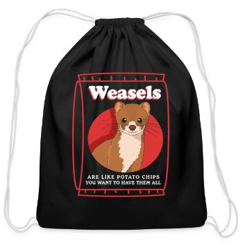 Weasels Are Like Least Weasel - Cotton Drawstring Bag - black - Front