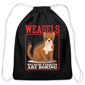 Weasels Because Least Weasel - Cotton Drawstring Bag - black - Front