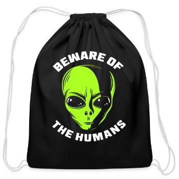 Alien Face - Cotton Drawstring Bag - black - Front