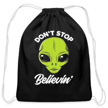 Don't Stop Believing Alien Face - Cotton Drawstring Bag - black - Front