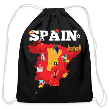 Spain Travel Map Espana Flag Pride Souvenir - Cotton Drawstring Bag - black - Front