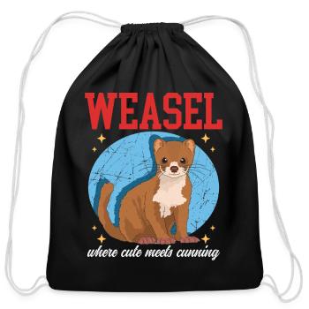 Weasel Cute Meets Cunning Least Weasels - Cotton Drawstring Bag - black - Front