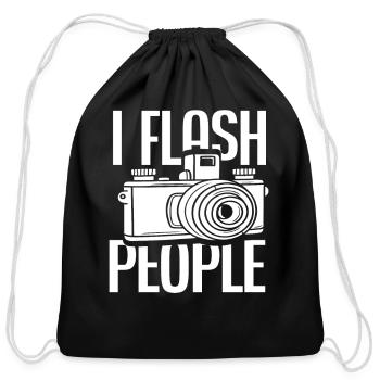Photographer Flash - Cotton Drawstring Bag - black - Front