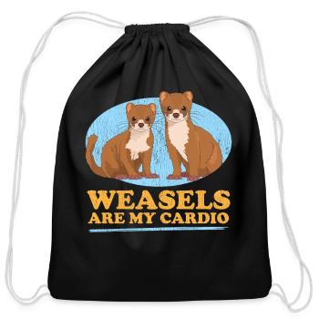Weasels Are My Cardio Least Weasel - Cotton Drawstring Bag - black - Front