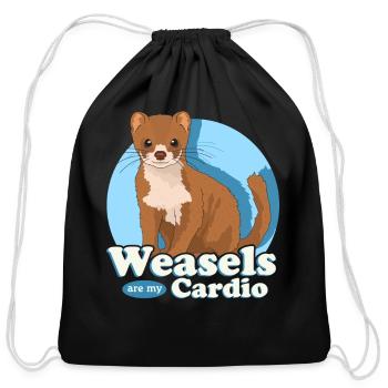 Weasels Are My Cardio Least Weasel - Cotton Drawstring Bag - black - Front