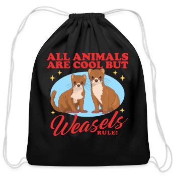 Weasels Rule Least Weasel - Cotton Drawstring Bag - black - Front