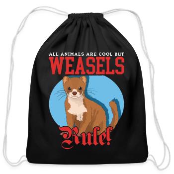 Weasels Rule Least Weasel - Cotton Drawstring Bag - black - Front