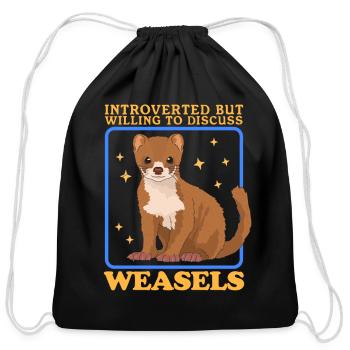 Least Weasel To Discuss Weasels - Cotton Drawstring Bag - black - Front