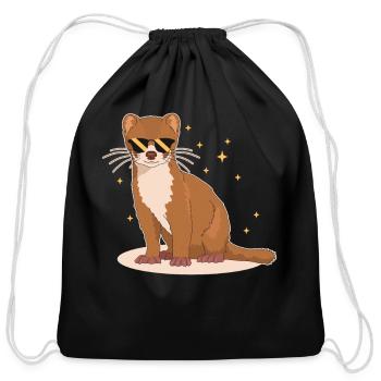 Least Weasel Cute Weasels - Cotton Drawstring Bag - black - Front