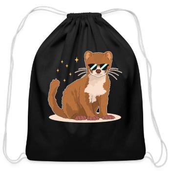 Least Weasel Cute Weasels - Cotton Drawstring Bag - black - Front