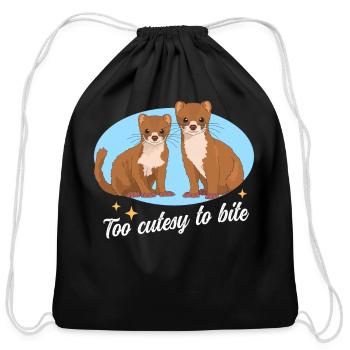 Weasel Too Cutesy Least Weasels - Cotton Drawstring Bag - black - Front
