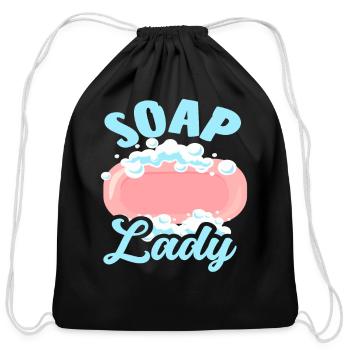 Soap Making Soap Lady - Cotton Drawstring Bag - black - Front