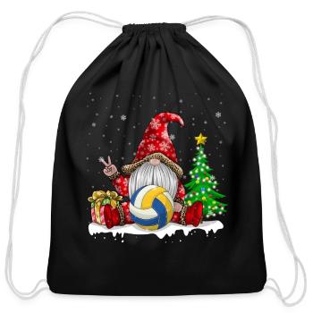 Winter Season Volleyball Gnome Christmas - Cotton Drawstring Bag - black - Front