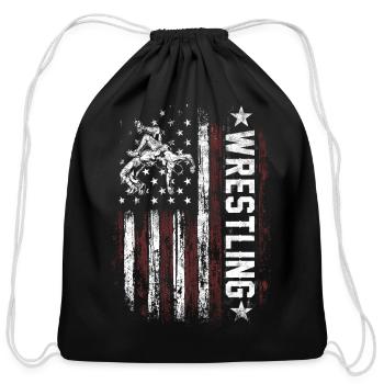 Usa Flag Wrestling American Flag Wrestling Wrestle - Cotton Drawstring Bag - black - Front