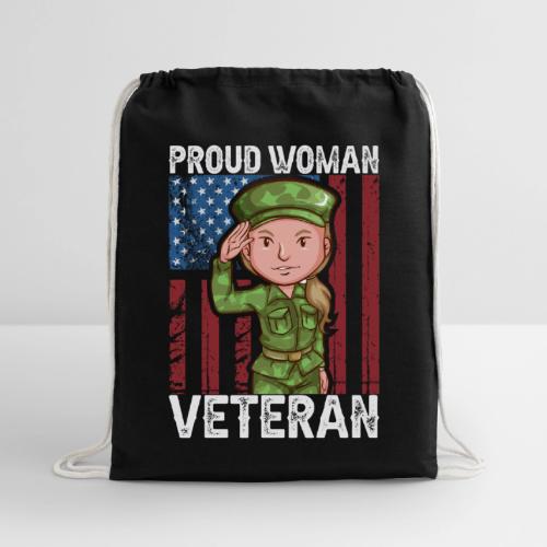 Proud Woman Veteran - Cotton Drawstring Bag