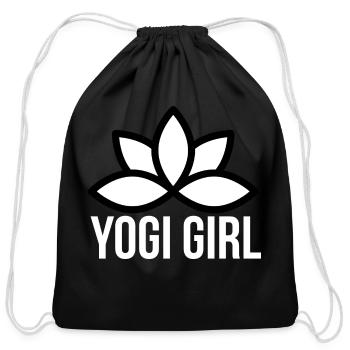 Yogi Girl music - Cotton Drawstring Bag - black - Front