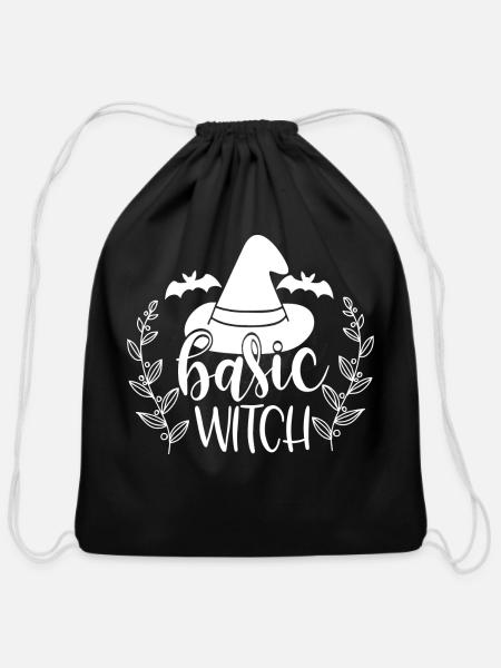 Basic Witch Halloween Costumes For Women Funny - Cotton Drawstring Bag - black