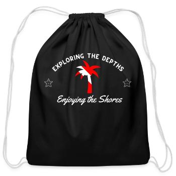 Exploring The Depths Enjoying The Shores - Cotton Drawstring Bag - black - Front
